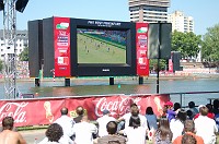  This is perhaps the world's largest TV screen ... at least the largest that's set up in the middle of a river!