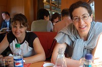  Sandra and Carolyn in the restaurant car on the train to Leipzig and Halle.