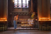  Carolyn at the prayer candles.