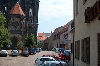  A veiw of the building on the hill surrounding the cathedral and castle.