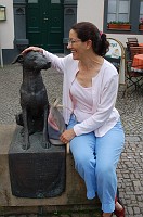  Finally, Carolyn got to pet a dog.