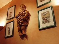  Artwork on the wall of the restaurant.