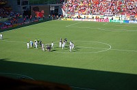  Spain won, 1-0.  Right after the game though, they ran off the field, which was odd because they had 90% of the fans in the stands.  But the Saudis said thanks to the fans.